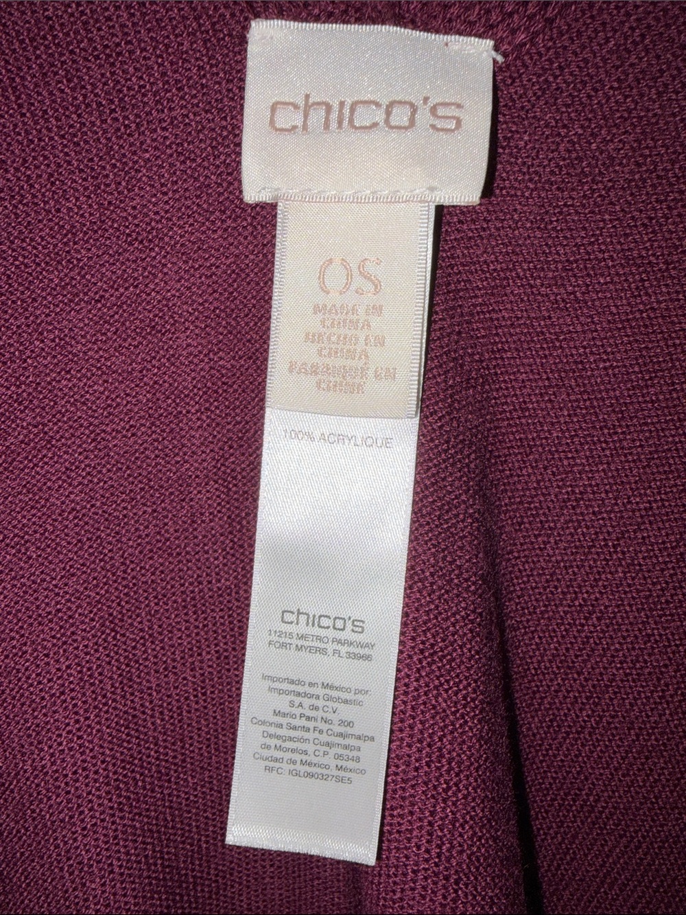 Chico's Lace-Up Fringe Poncho - Wine/Burgundy - Picture 4 of 4